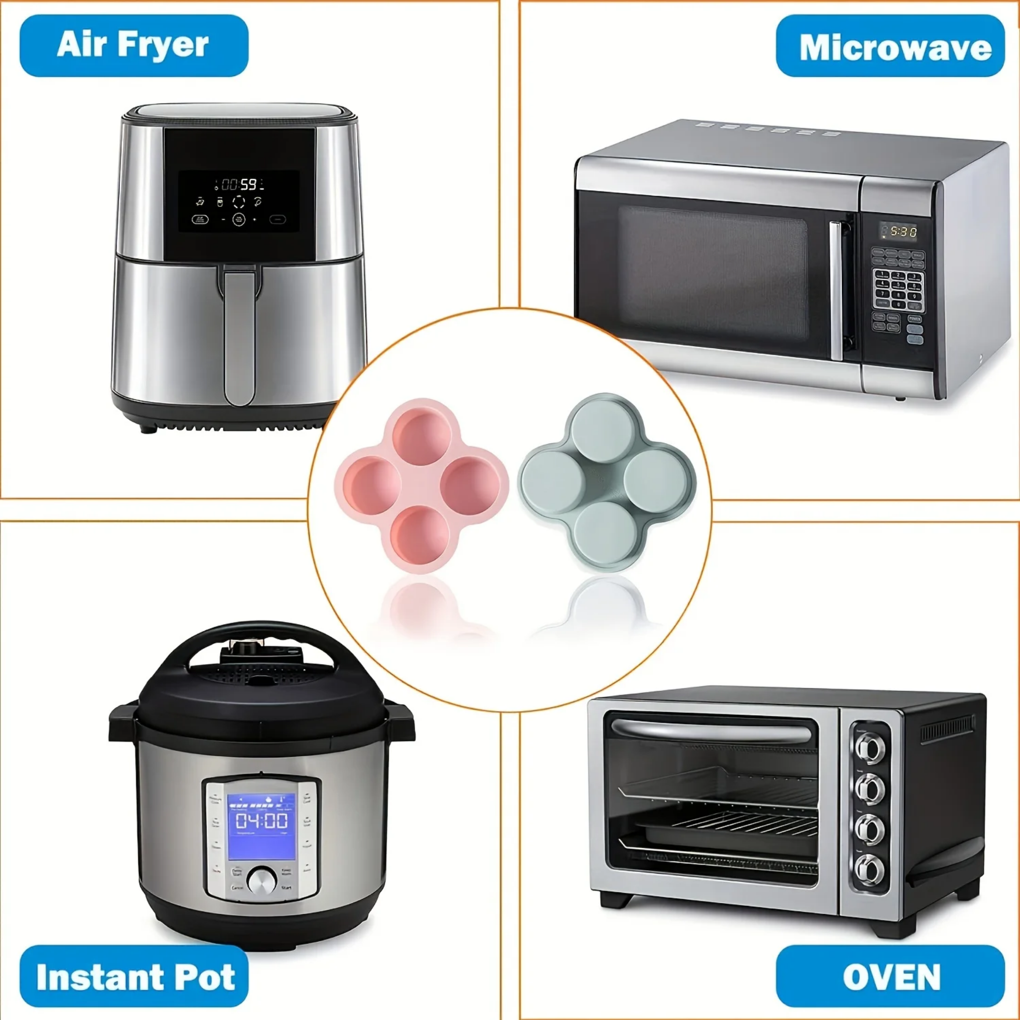 Foto 5 pulgar | Duo Molde Silicona Cocina Desayuno Freidora Aire Cupcake 2pz