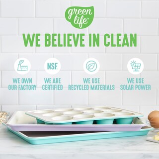 Foto 5 | Molde Para Magdalenas Greenlife De Cerámica Saludable Antiadherente 12 Tazas Turquesa - Venta Internacional.