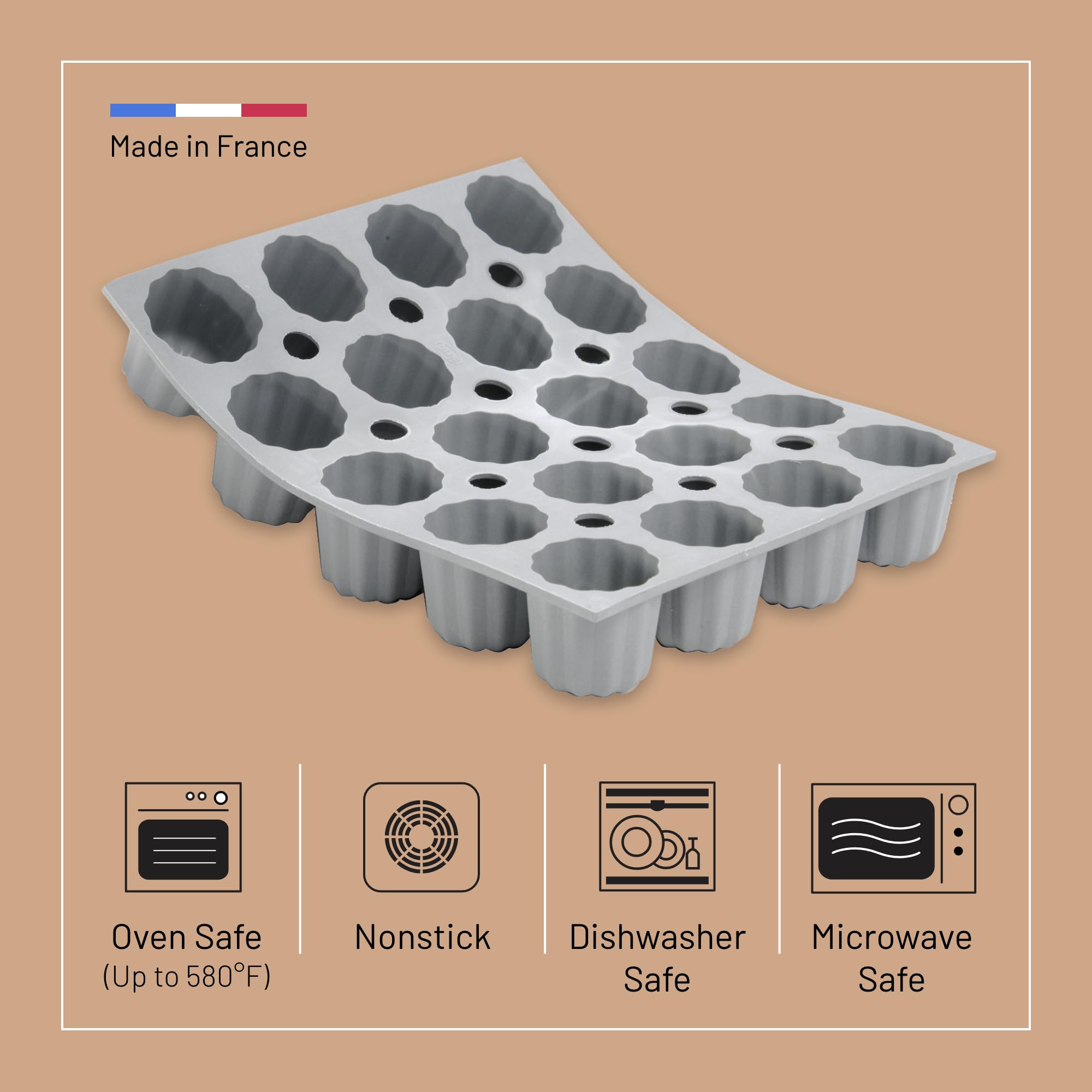 Foto 4 pulgar | Molde De Silicona De Buyer Elastomoule Mini-cannele Para 20 Pasteles - Venta Internacional.