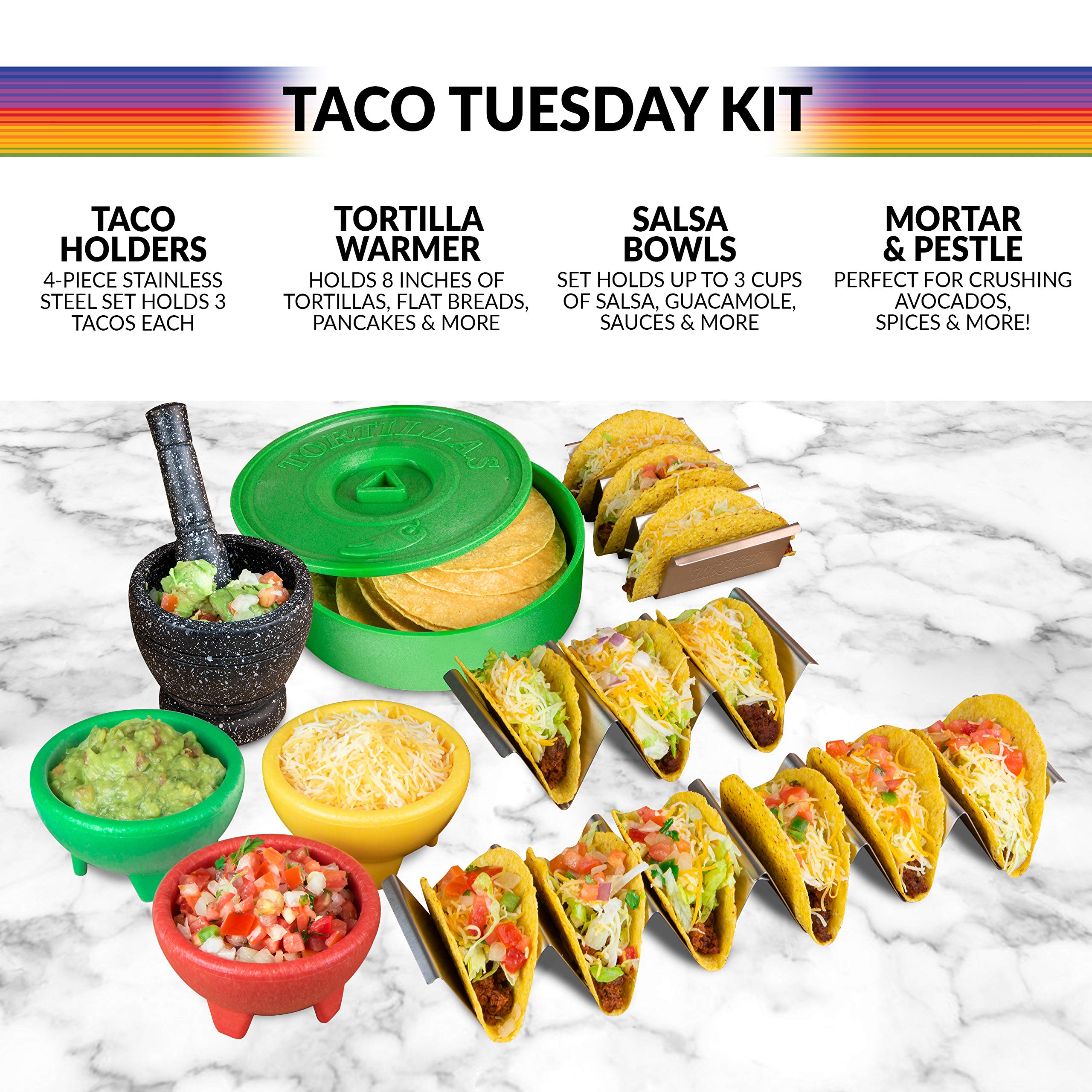 Foto 2 | Set Para Servir Tacos Nostalgia Taco Tuesday Con Calentador De Tortillas - Venta Internacional.