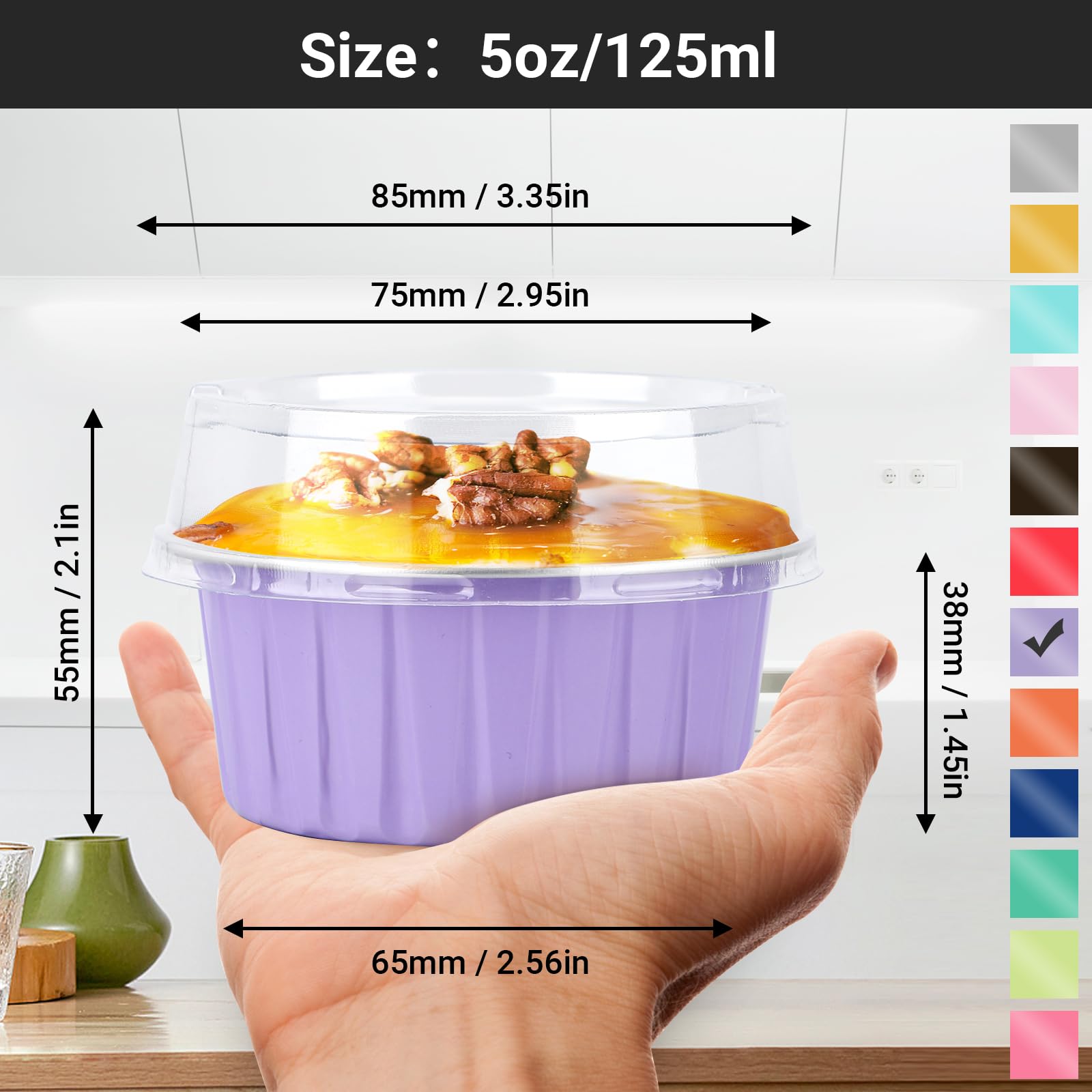 Foto 2 | Moldes Desechables Para Hornear Magdalenas De Aluminio Eusoar De 125 Ml - Venta Internacional.