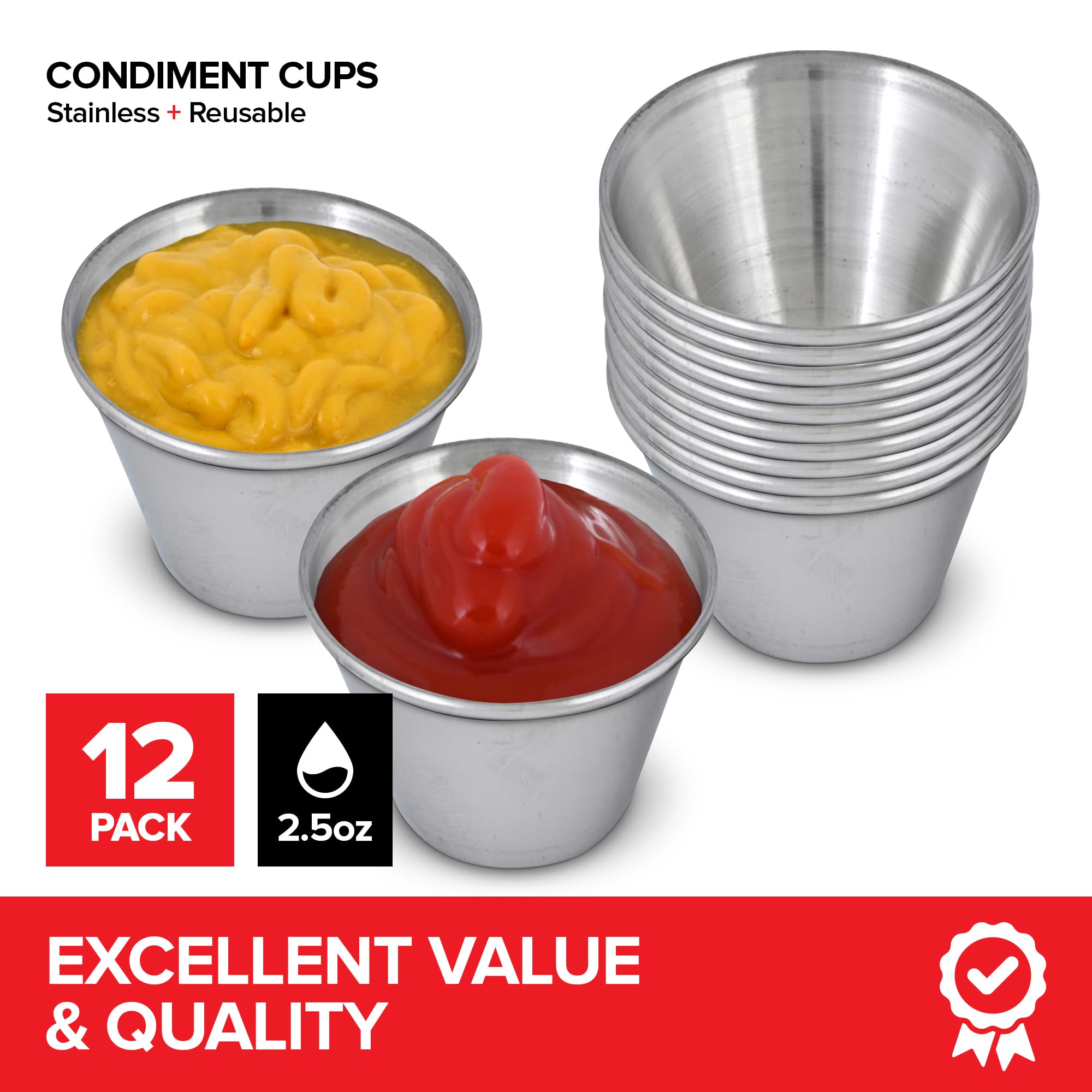 Foto 2 | Vasos De Condimentos Stock Your Home De Acero Inoxidable De 75 Ml (paquete De 12) - Venta Internacional.
