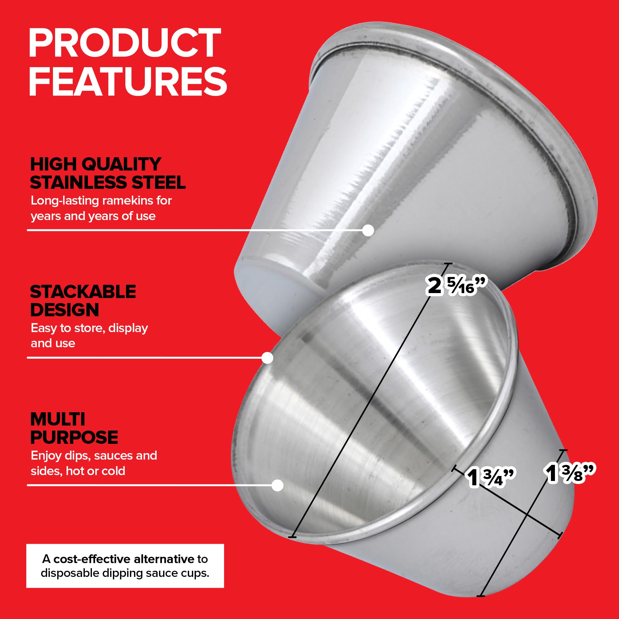 Foto 4 pulgar | Vasos De Condimentos Stock Your Home De Acero Inoxidable De 75 Ml (paquete De 12) - Venta Internacional.