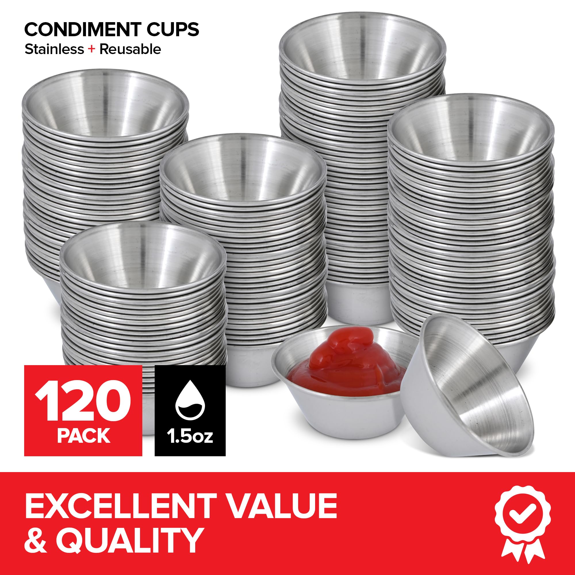 Foto 2 | Vasos De Condimentos Stock Your Home De Acero Inoxidable, 45 Ml X 120 - Venta Internacional.