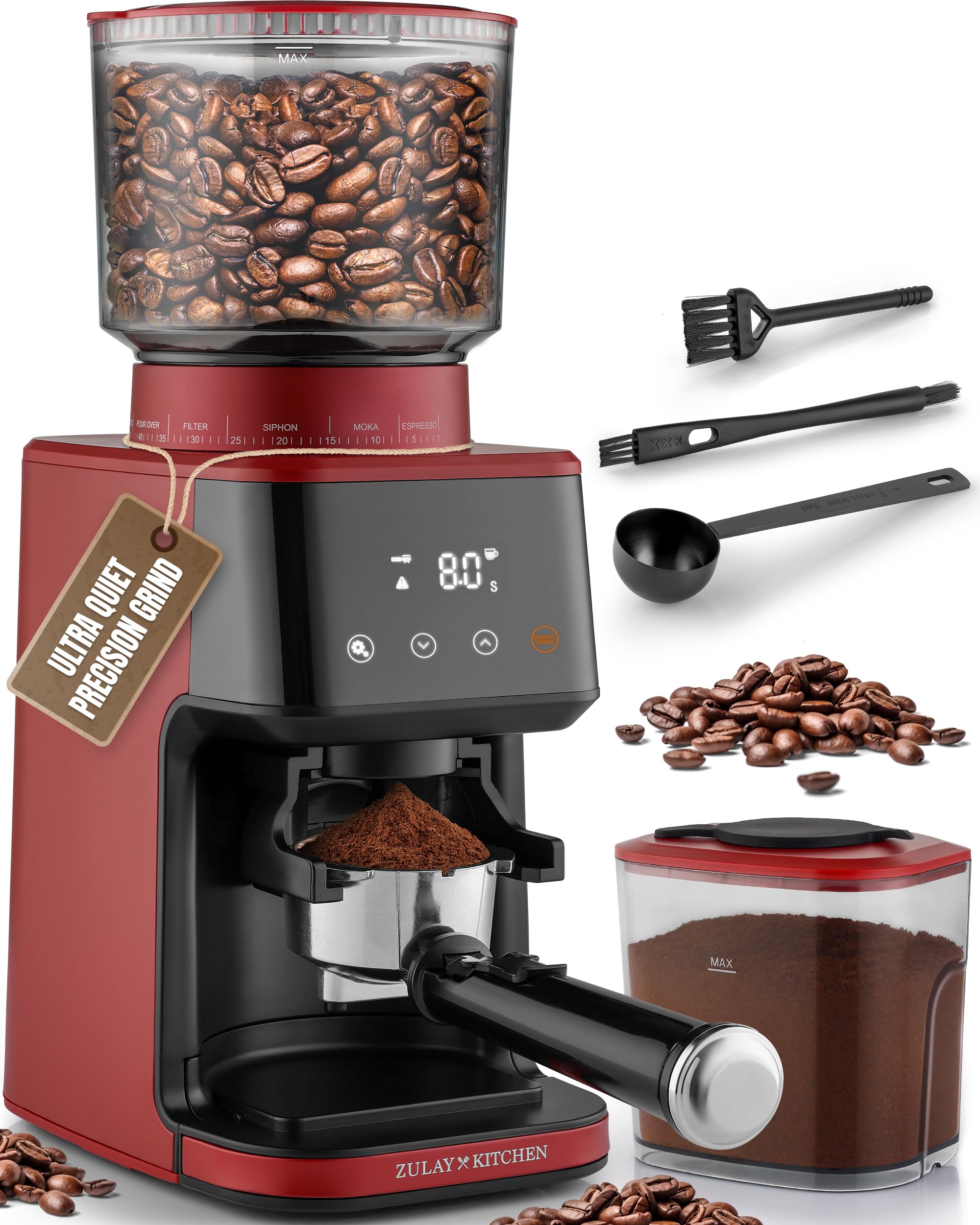 Molinillo De Café Zulay Kitchen Burr Electric, Rojo, 300 Ml - Venta Internacional. $2,834