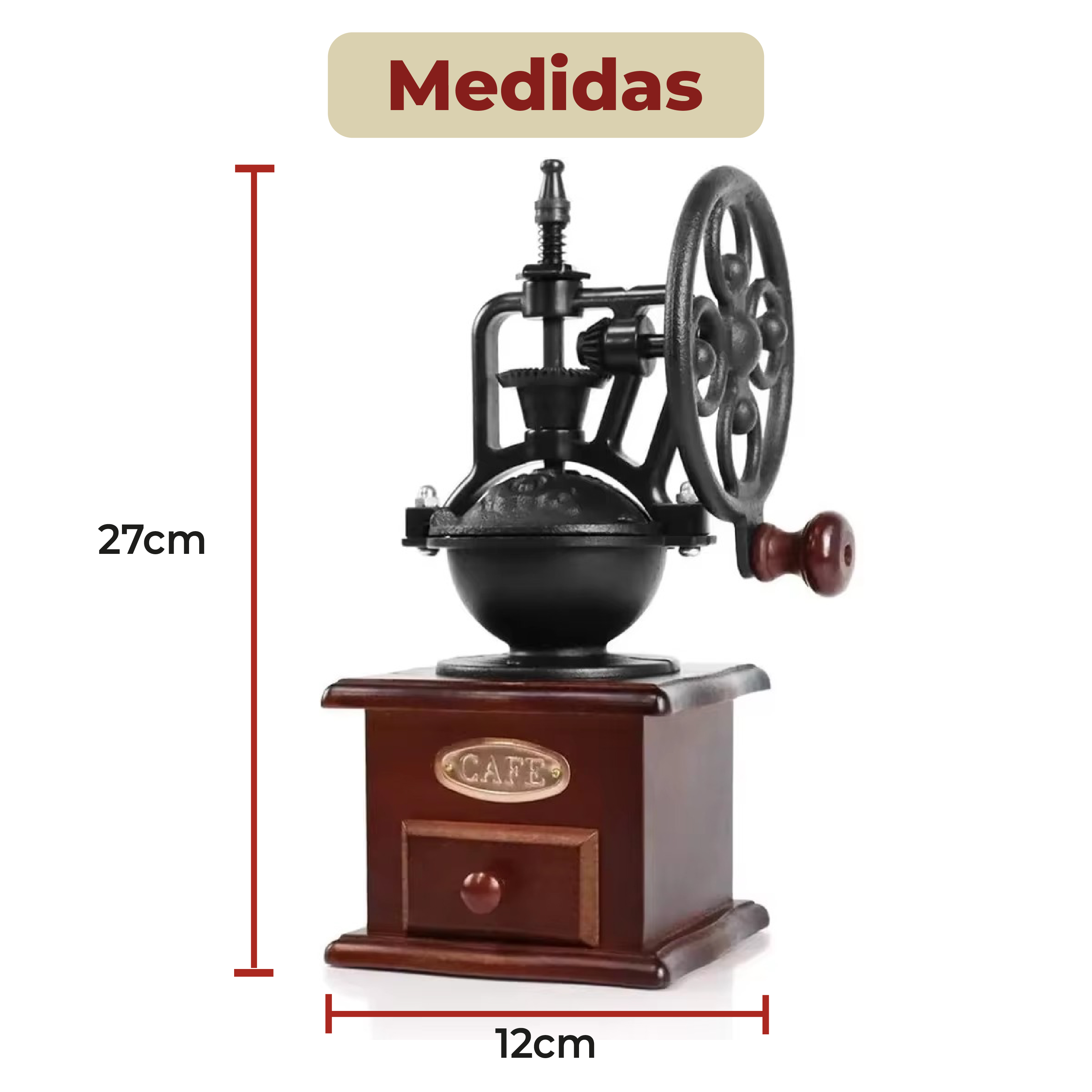 Foto 5 | Molinillo de Café Manual Portátil de Madera Giratorio
