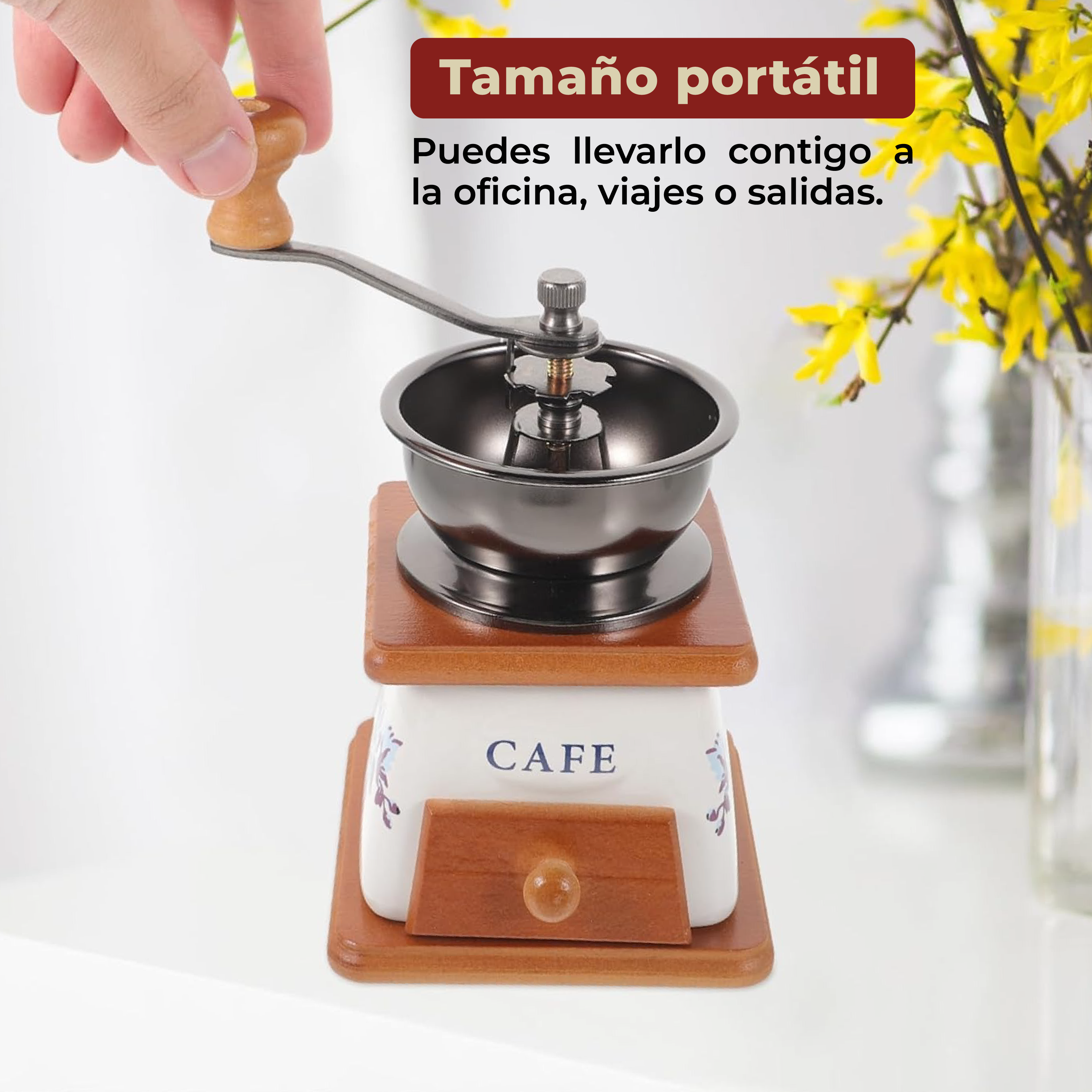 Foto 4 | Molinillo De Café Manual De Cerámica Con Diseño De Flores