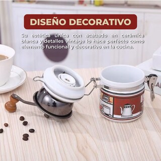 Foto 3 | Molinillo De Café Manual De Cerámica Con Diseño Artesanal Color Blanco