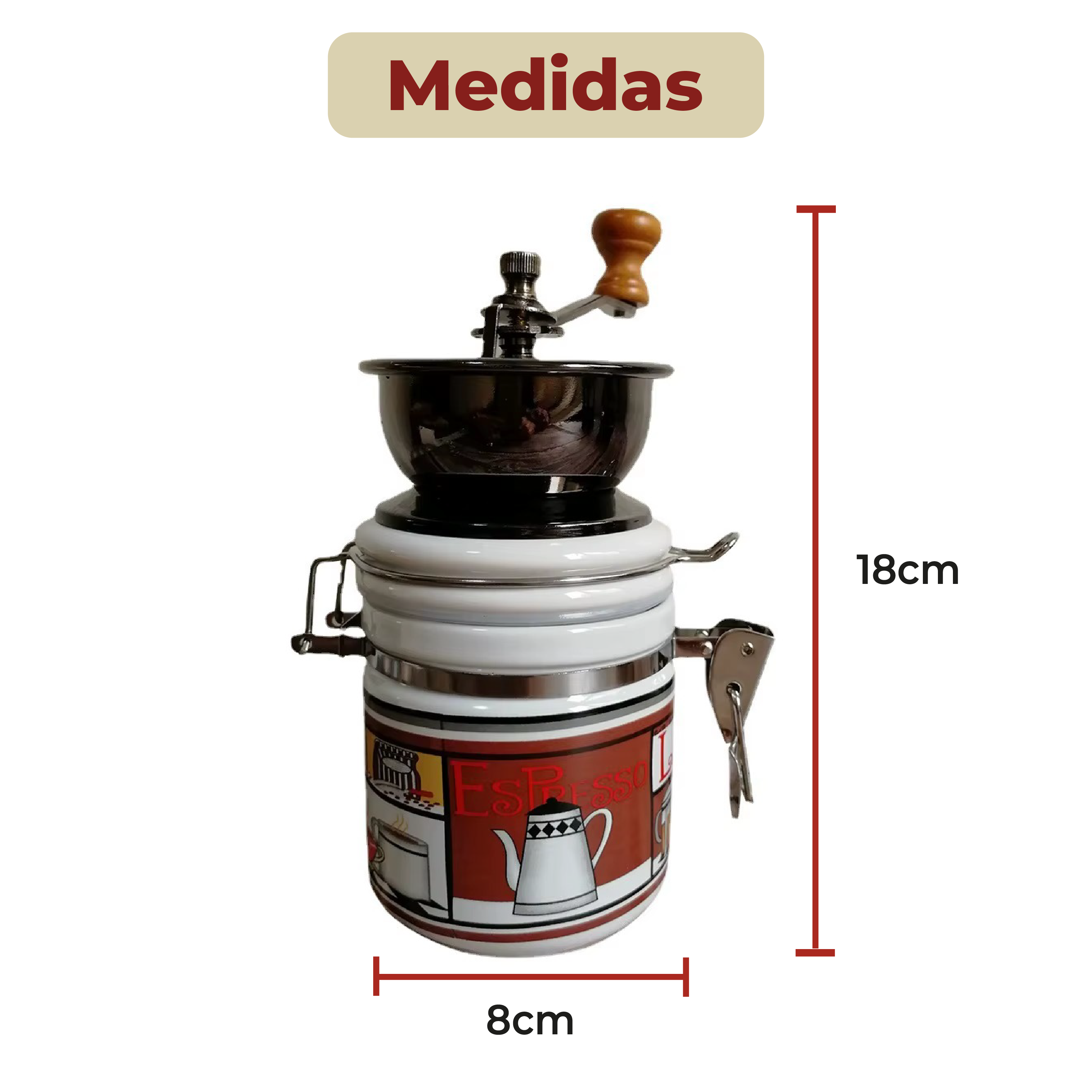 Foto 5 | Molinillo de Café Manual de Cerámica con Diseño Artesanal Blanco
