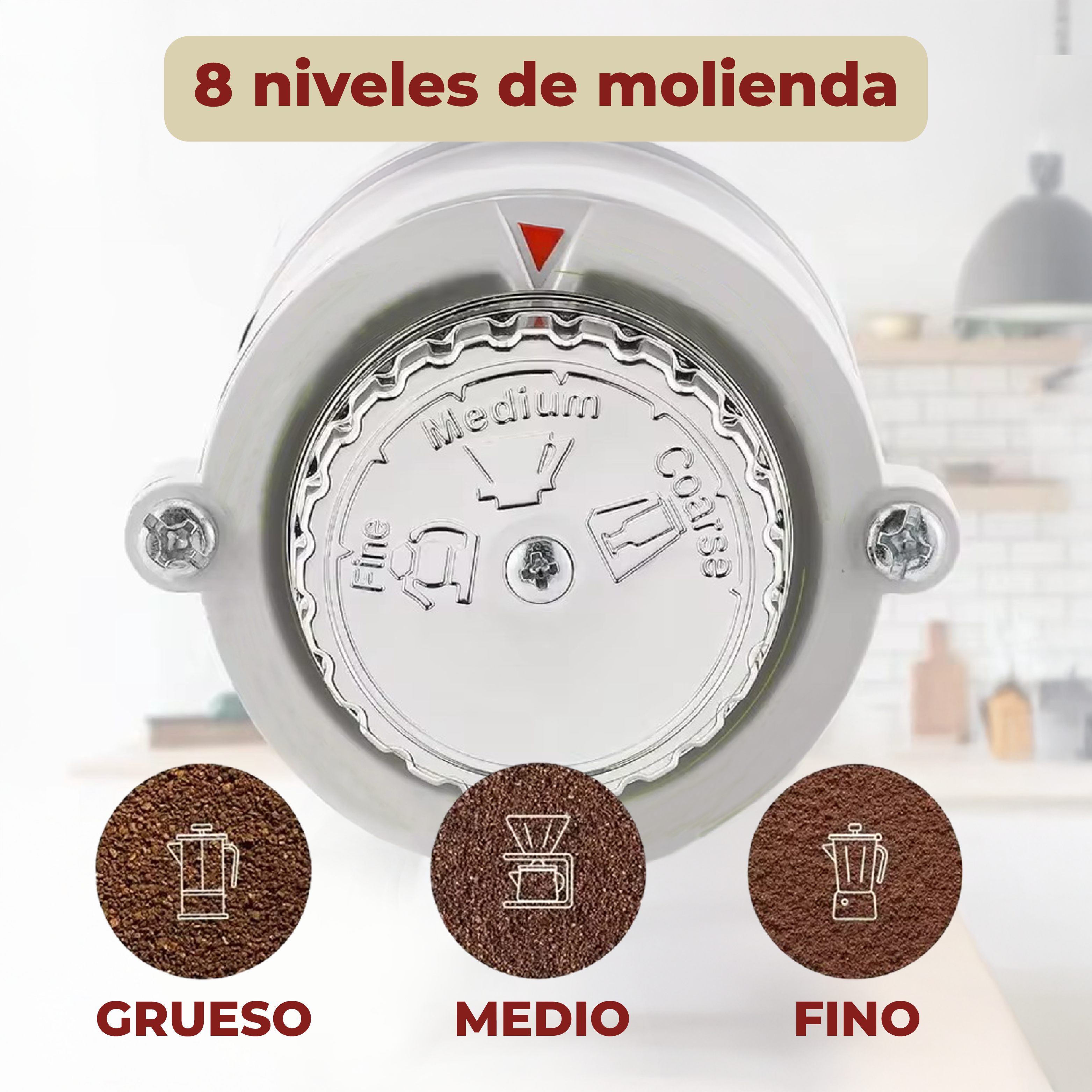 Foto 5 pulgar | Molinillo Eléctrico para Grano de Café con Triturador Automático Blanco
