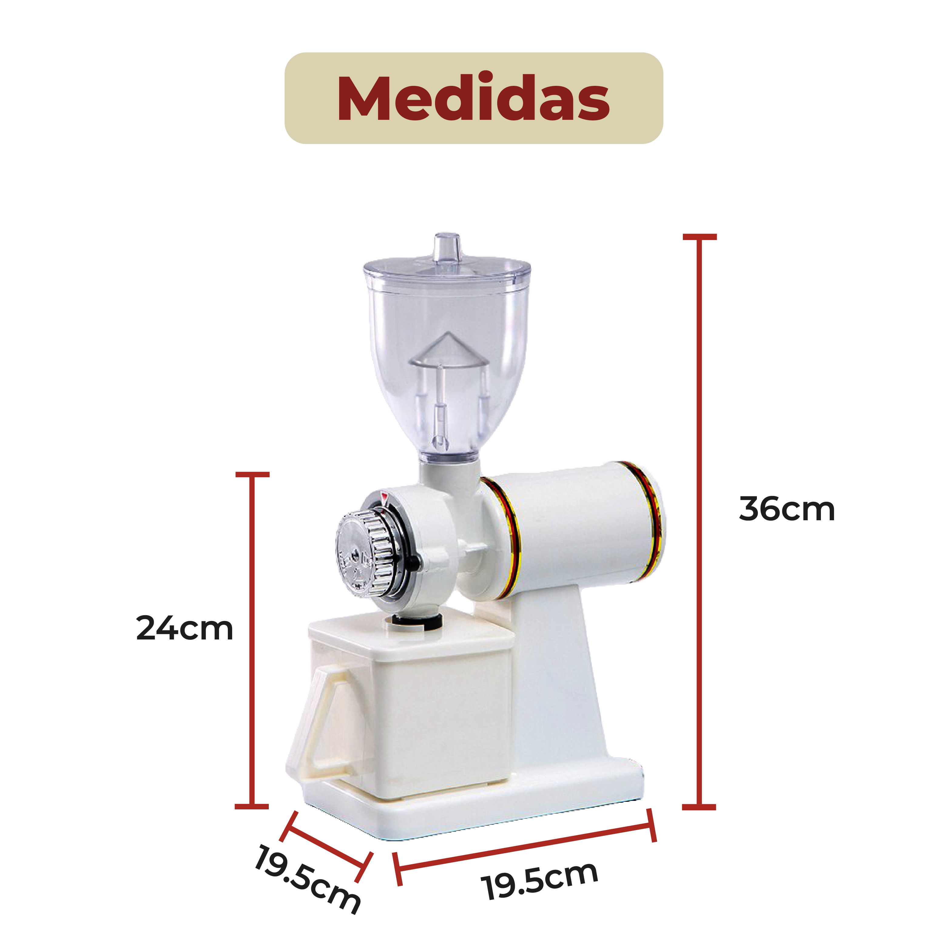 Foto 6 pulgar | Molinillo Eléctrico para Grano de Café con Triturador Automático Blanco