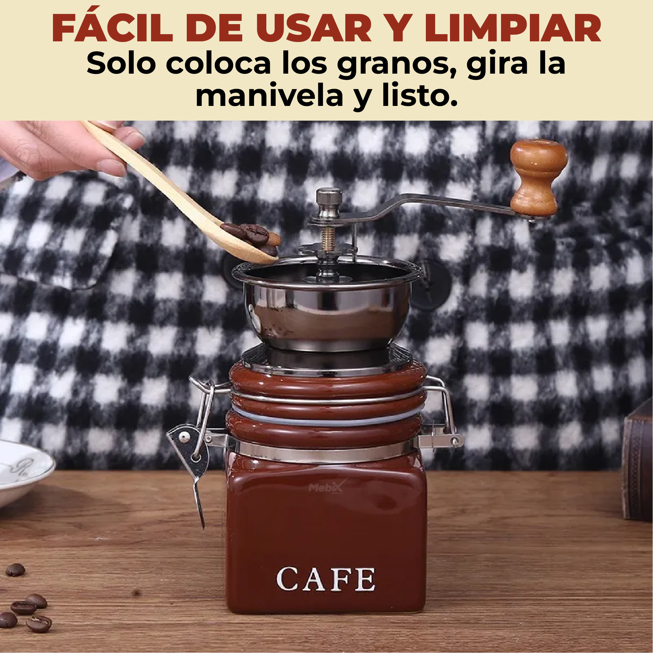 Foto 6 pulgar | Molinillo De Café Manual De Cerámica Portátil Ajustable