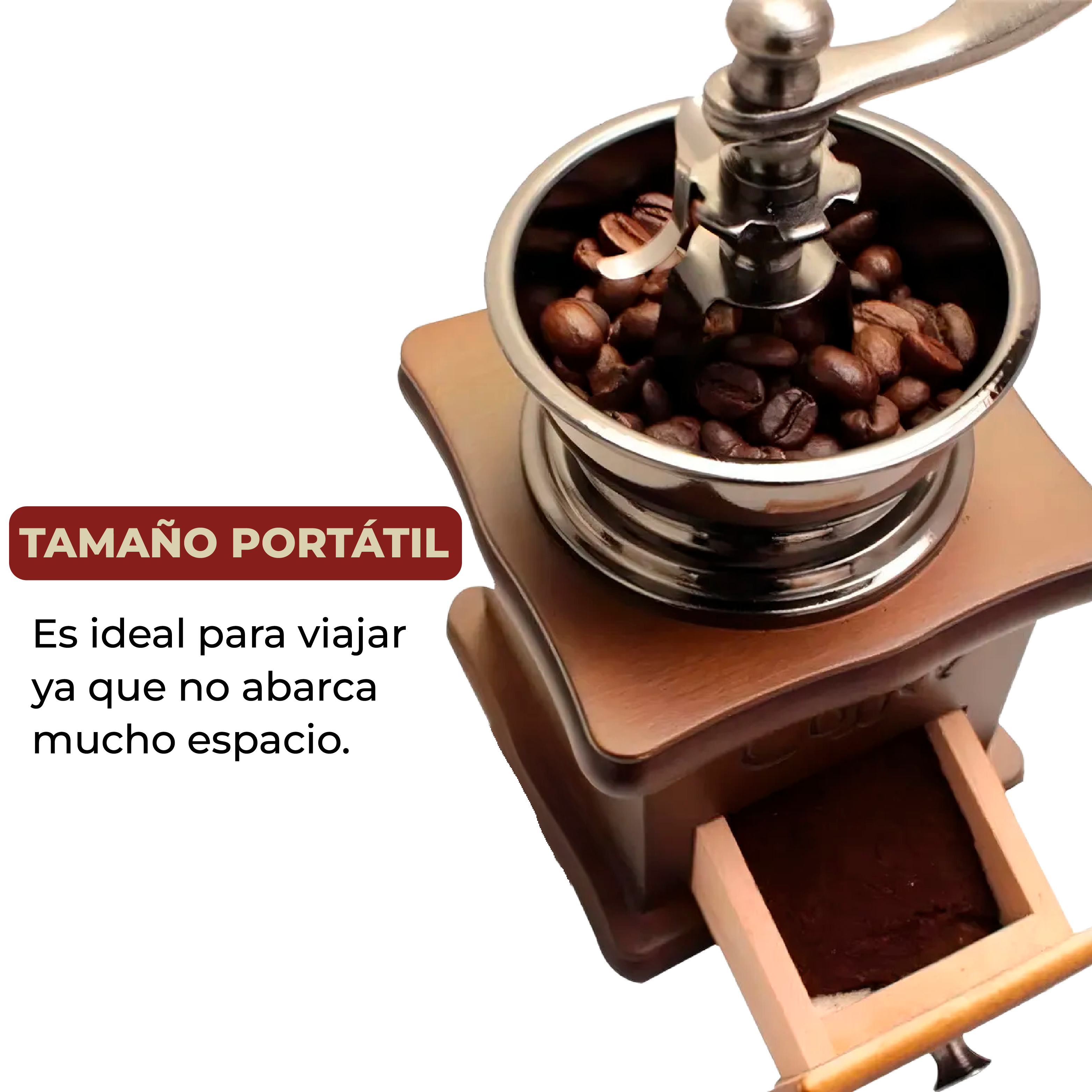 Foto 5 pulgar | Molinillo de Café Manual Portátil de Madera Vintage Retro