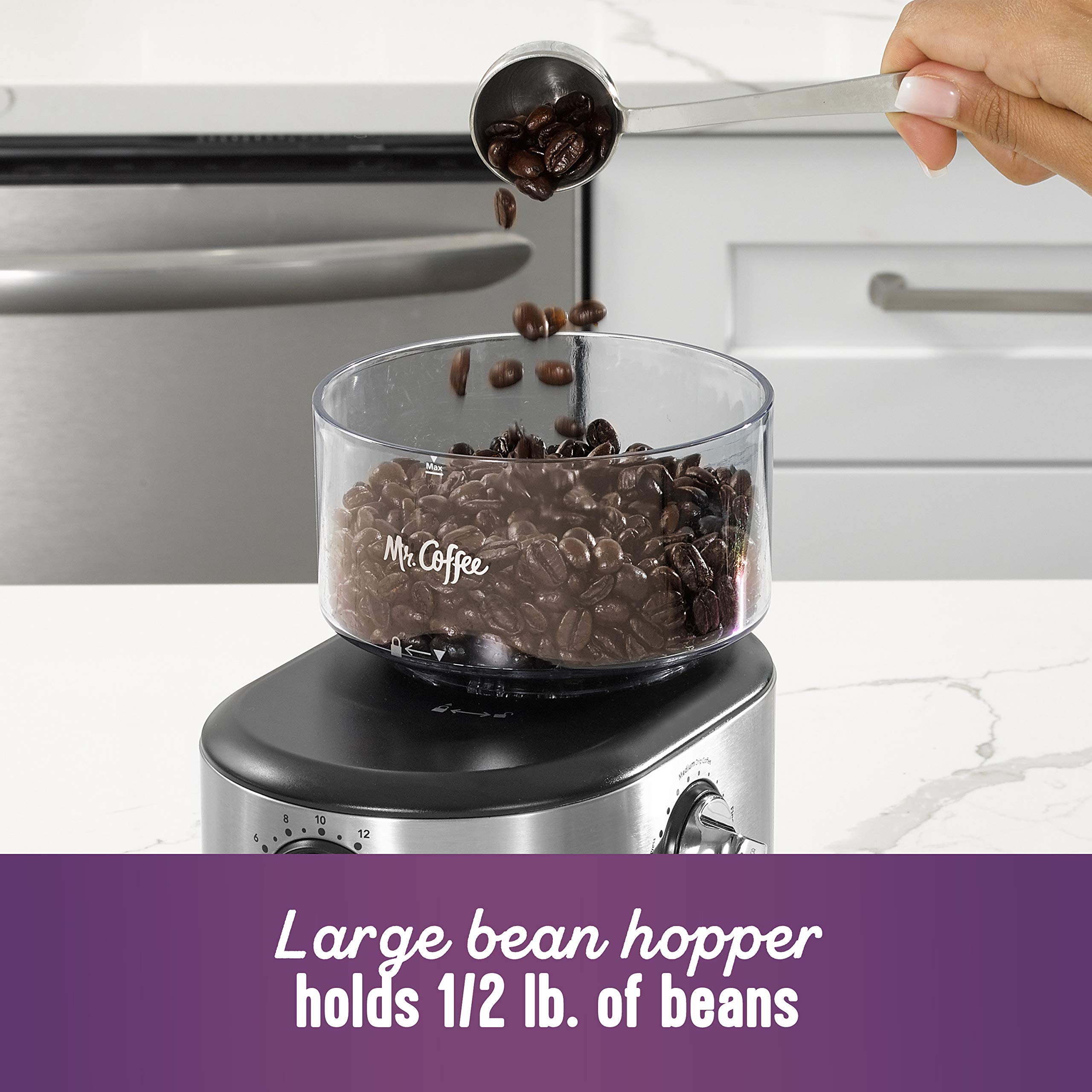 Foto 6 pulgar | Molinillo De Café Mr. Coffee Burr 18 Presets 1.8l De Acero Inoxidable - Venta Internacional.