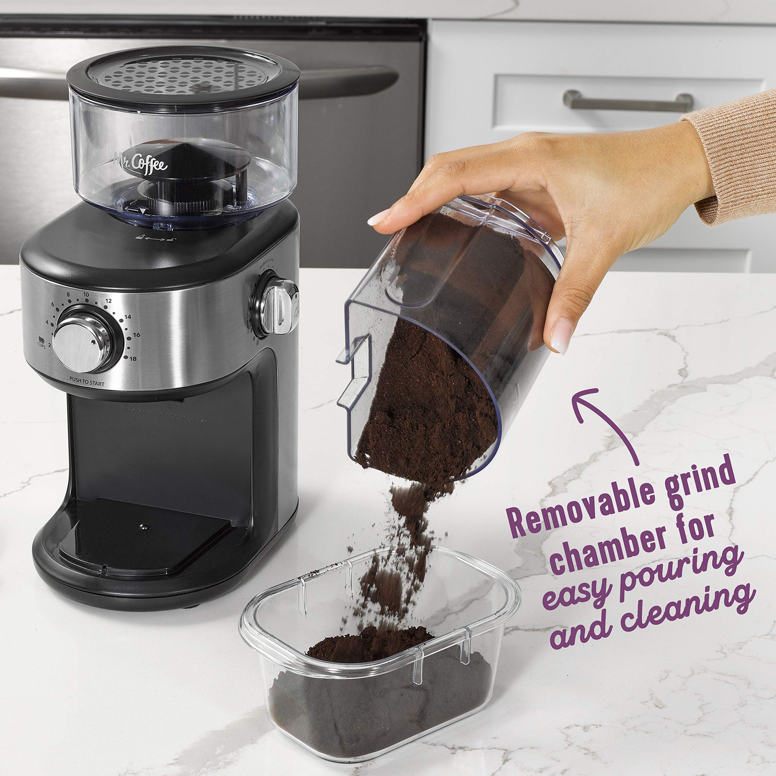Foto 7 pulgar | Molinillo De Café Mr. Coffee Burr 18 Presets 1.8l De Acero Inoxidable - Venta Internacional.