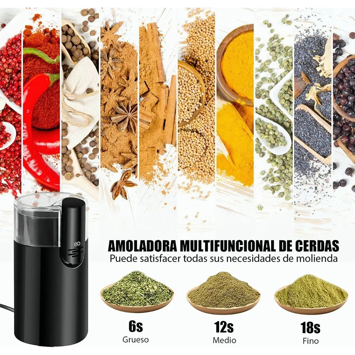 Foto 3 pulgar | Moledor, Molinillo Eléctrico Para Granos De Café Y Nuez 100g Eo Safe Imports Esi-19177 Negro