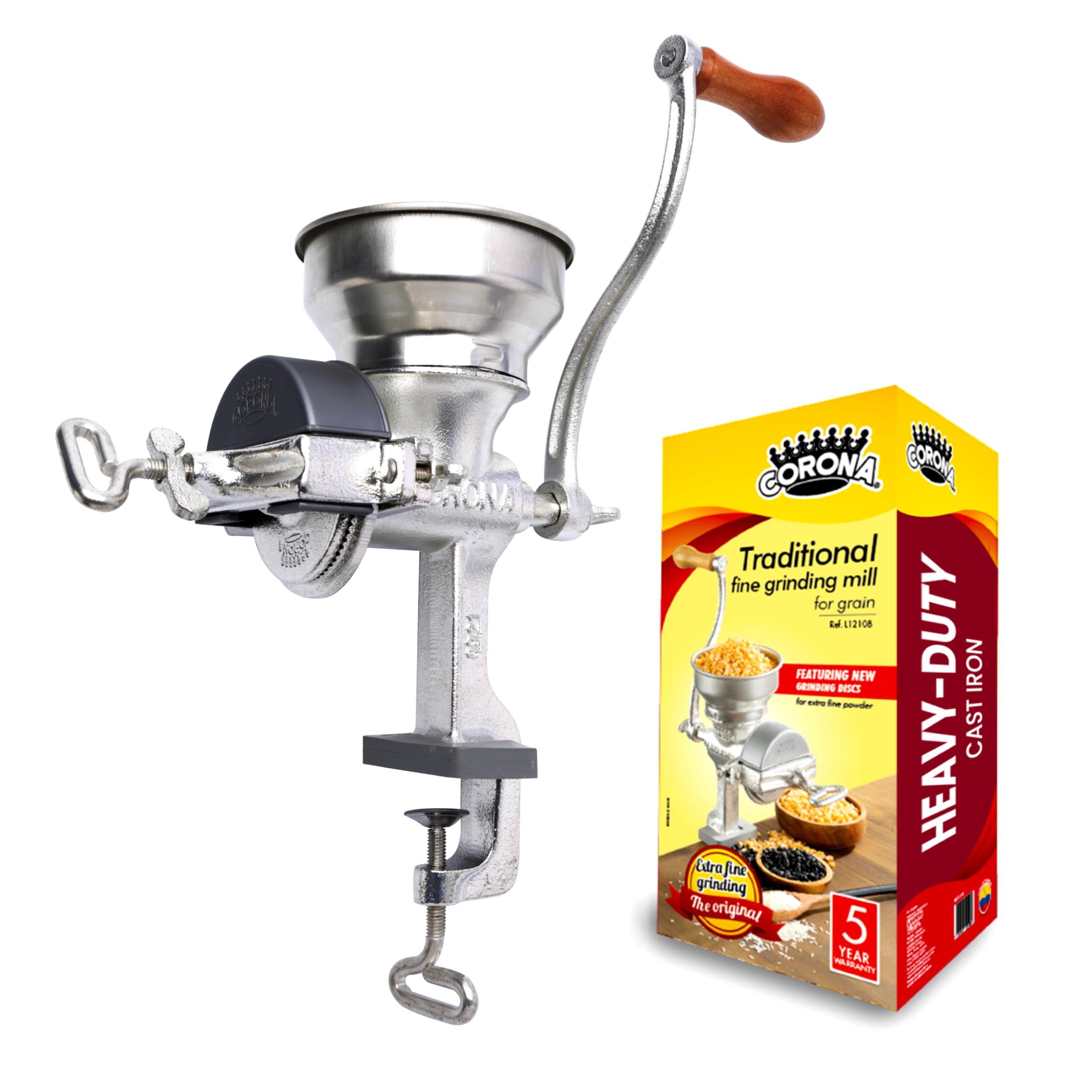 Foto 1 | Molinillo De Maíz Grain Mill Corona Manual Con Tolva Baja De Hierro Fundido - Venta Internacional.