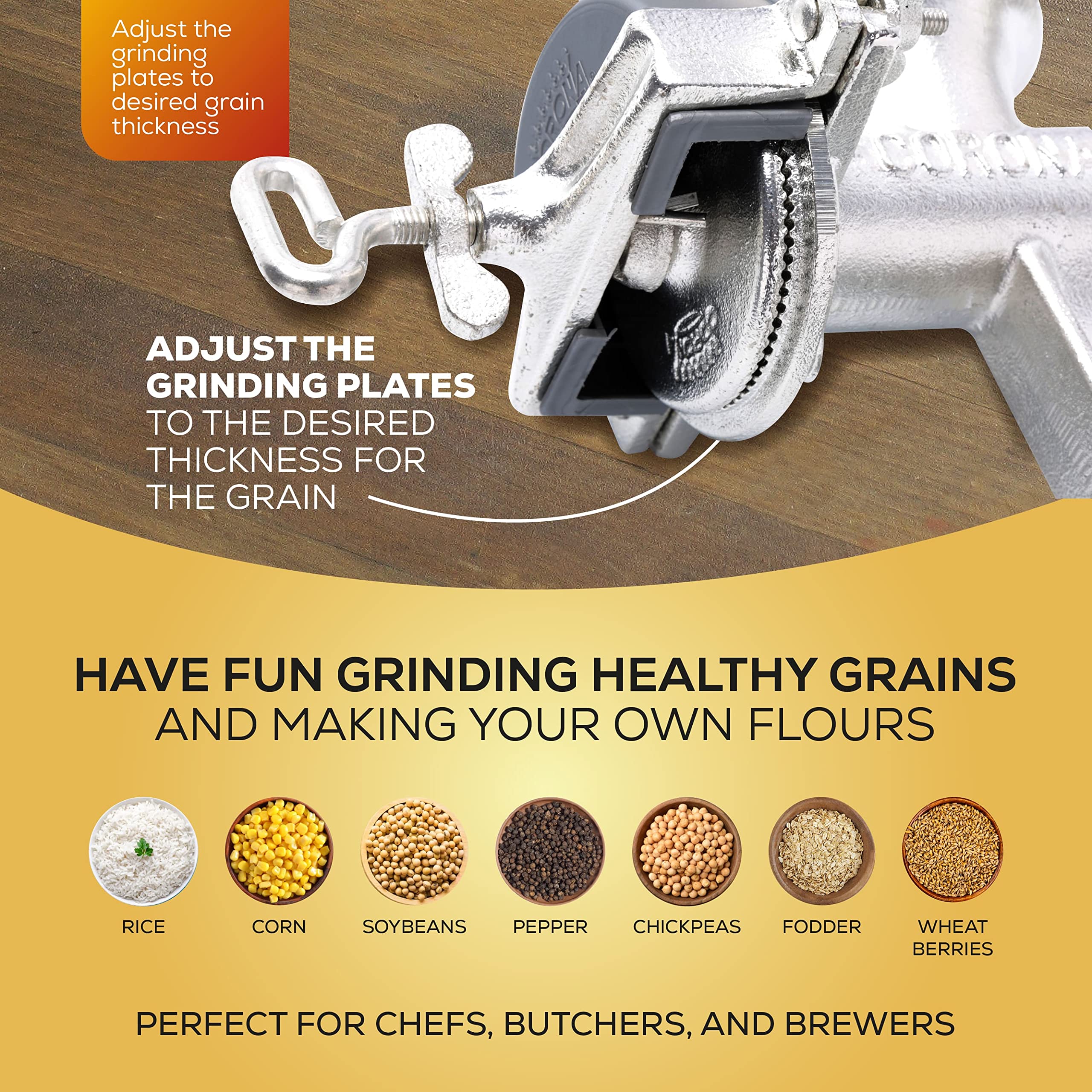 Foto 5 pulgar | Molinillo De Maíz Grain Mill Corona Manual Con Tolva Baja De Hierro Fundido - Venta Internacional.