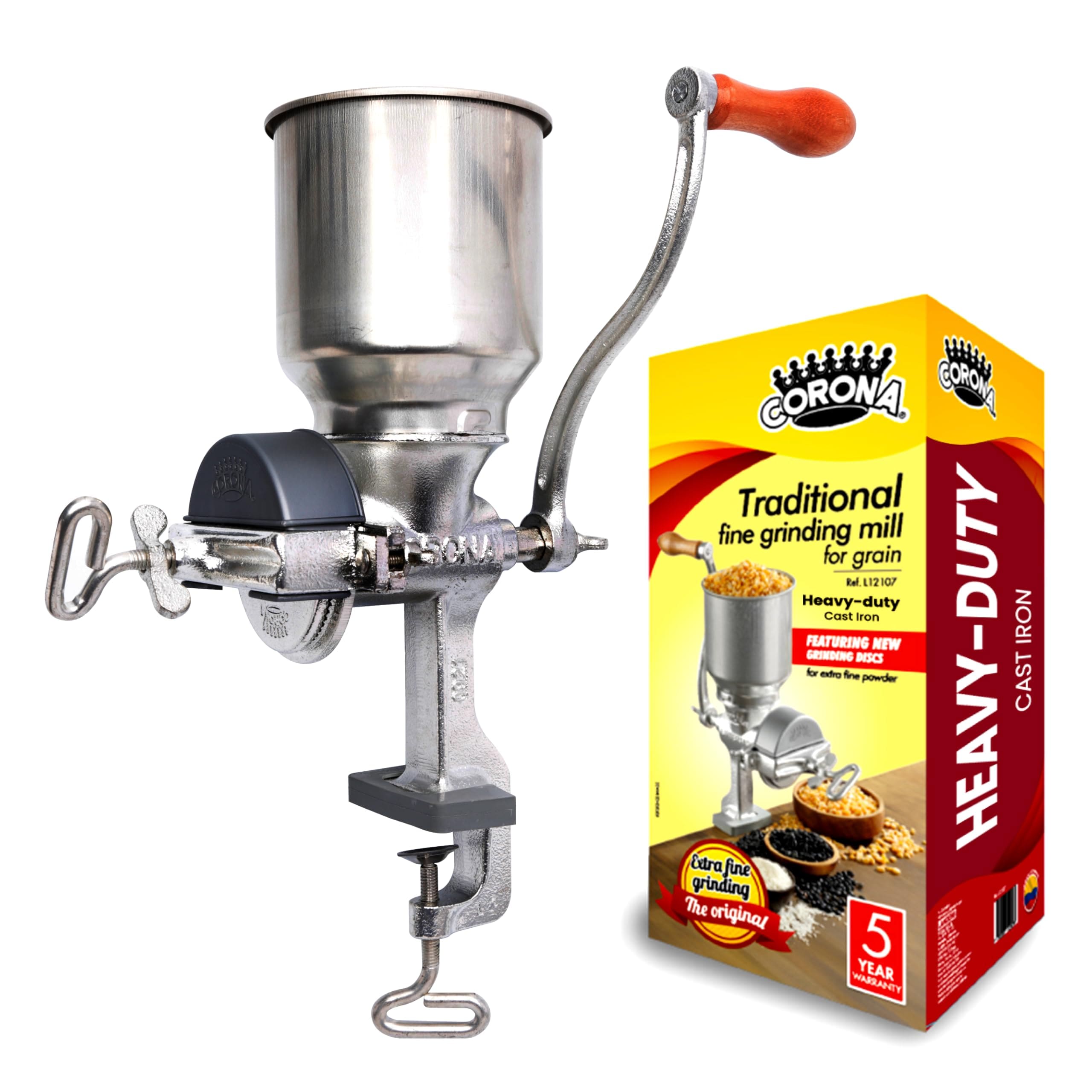 Molinillo De Maíz Grain Mill Corona Manual Con Tolva Alta - Venta Internacional. $1,729