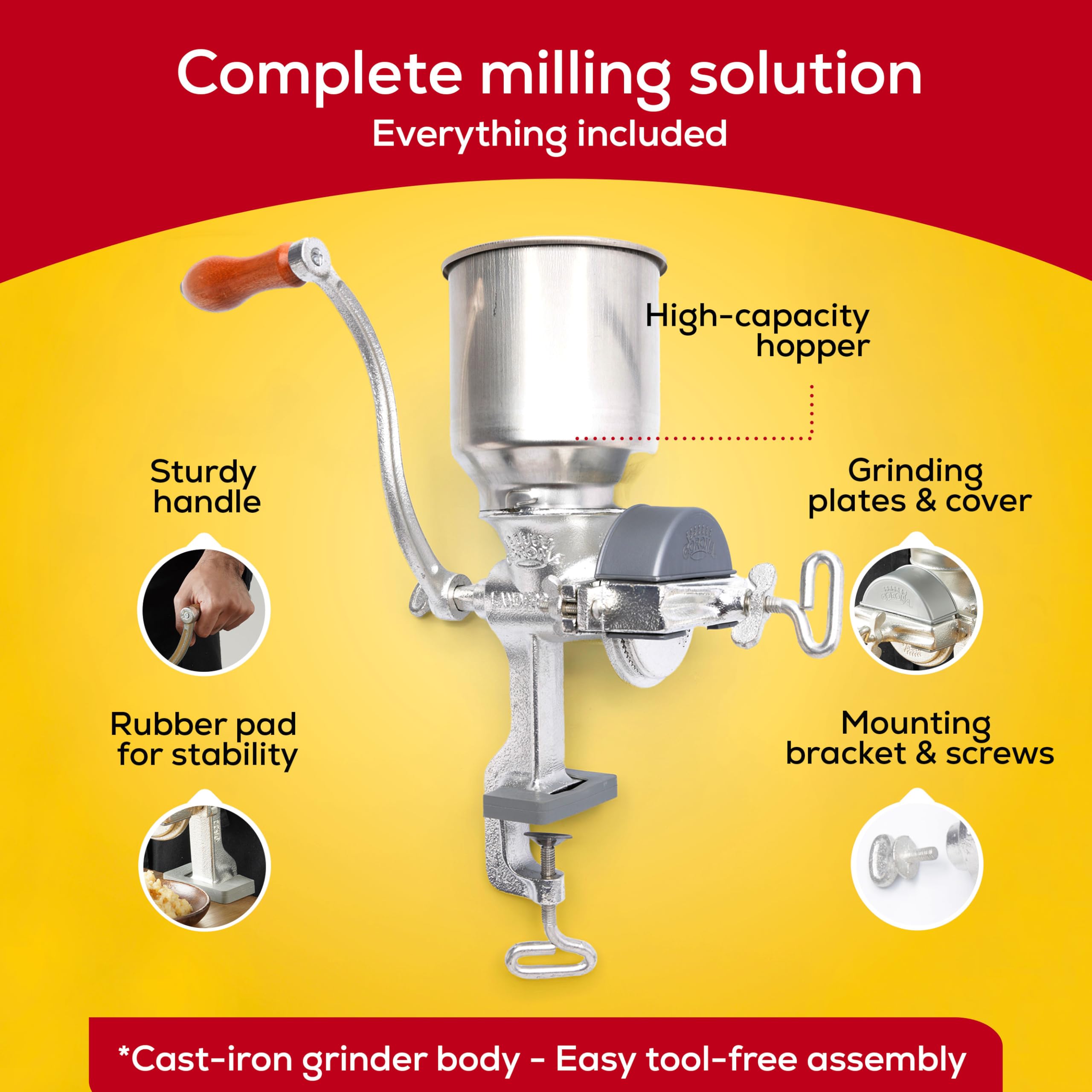 Foto 4 | Molinillo De Maíz Grain Mill Corona Manual Con Tolva Alta - Venta Internacional.