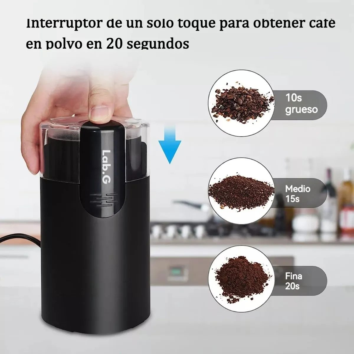 Foto 4 | Molinillo Electrico Para Granos De Cafe Y Nuez  Portatil 100 Gr Lab.g Negro