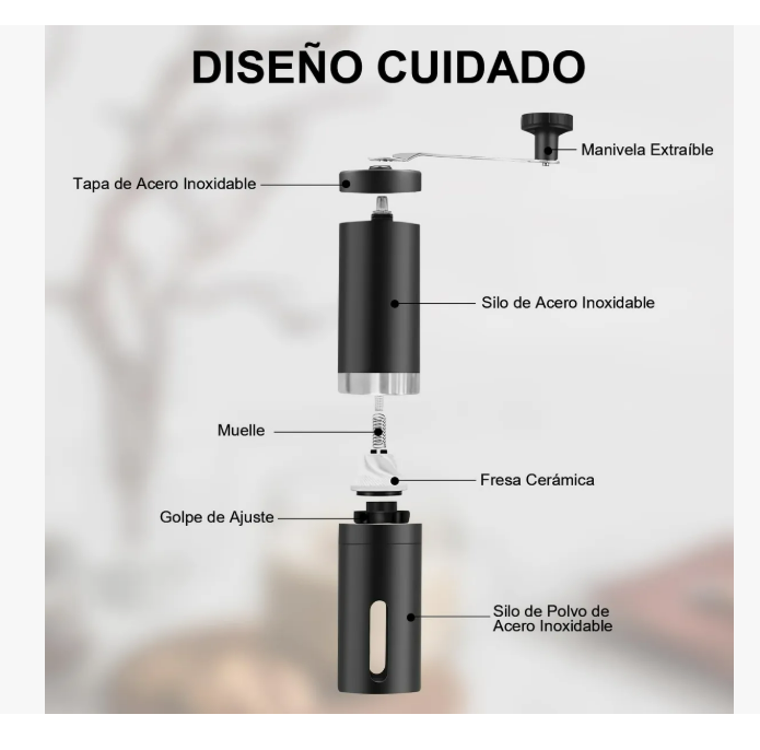 Foto 4 pulgar | Molino Para Cafe Manual Molinillo De Cafe Acero Inoxidable