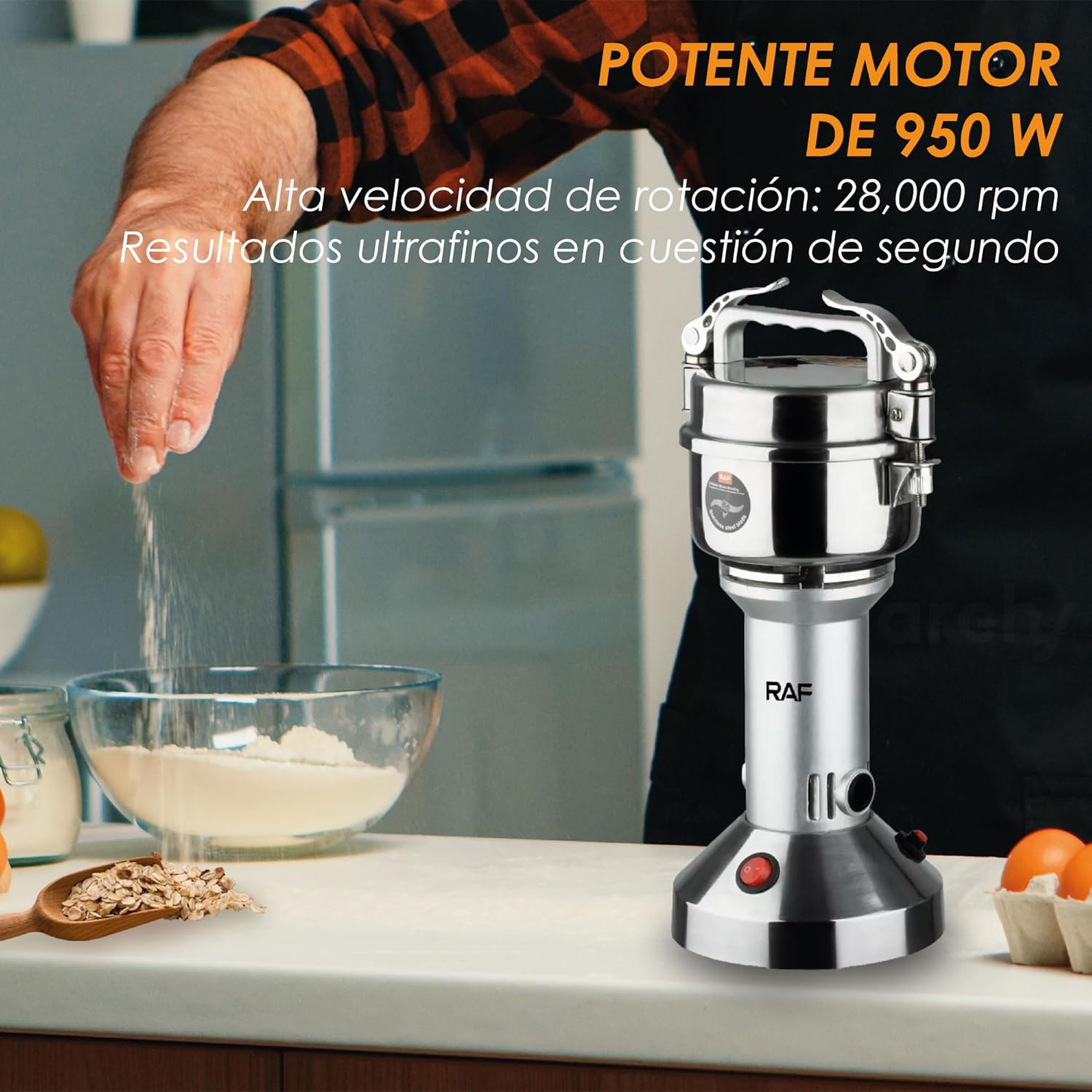 Foto 4 pulgar | Molino De Cafe Electrico Archy Acero Inoxidable Potencia De 950w 3 Cuchillas Molino De Grano Y Especias