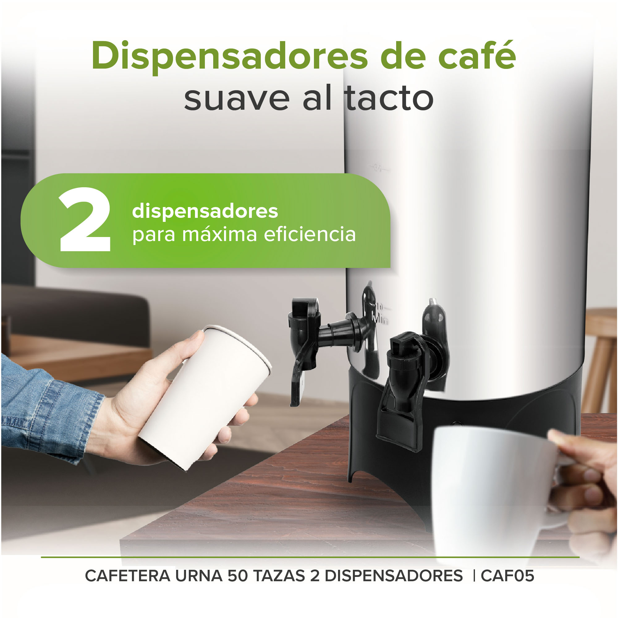 Foto 6 pulgar | Cafetera Urna 2 Dispensadores 50 Tazas Acero Inoxidable Avera Caf05