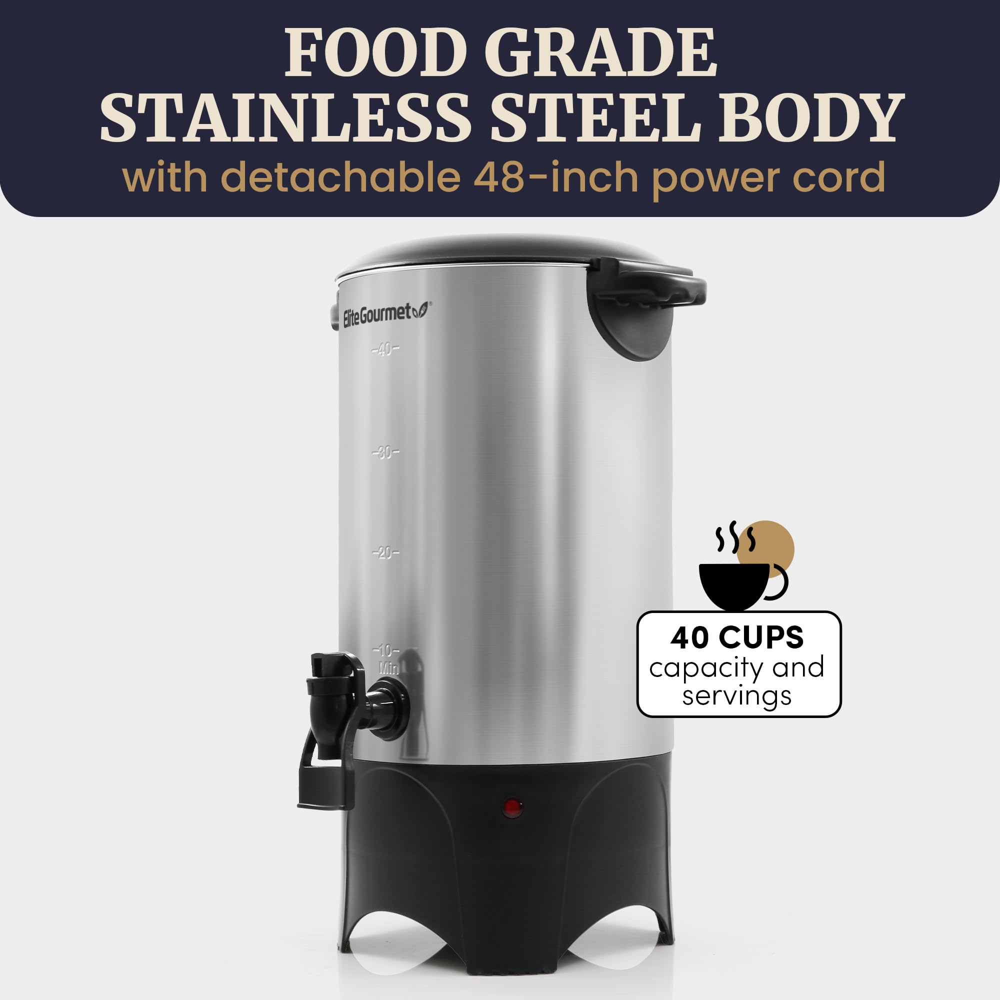 Foto 5 | Urna De Café Elite Gourmet Ccm040 De Acero Inoxidable  10 L  40 Tazas - Venta Internacional.