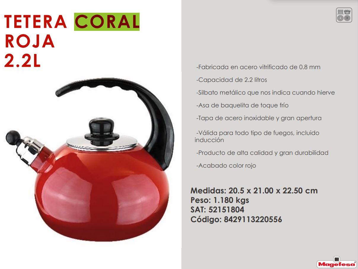 Foto 3 pulgar | Tetera Hervidora Magefesa Coral 2.2 L color Rojo