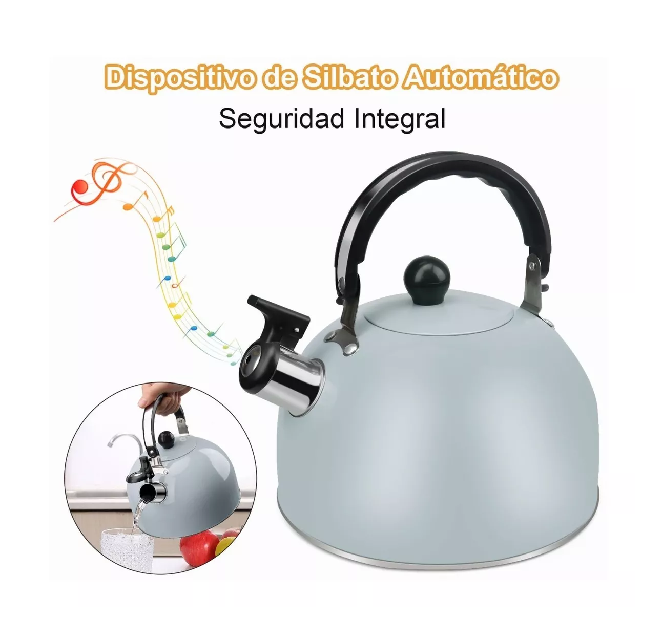 Foto 4 | Tetera Silbadora De Acero Inoxidable Hervidor Té Silbante 3l Verde