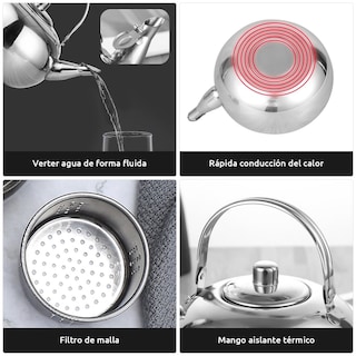 Foto 5 | Infusor De Té Teapot, Acero Inoxidable, 1,5 L, Con Filtro De Agua - Venta Internacional.