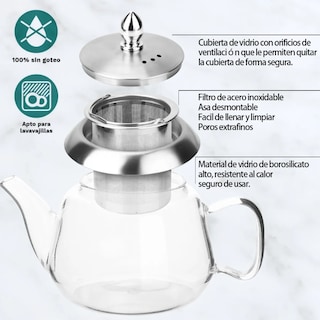 Foto 3 | Tetera Xtellar De Vidrio Para Infusiones Color Transparente