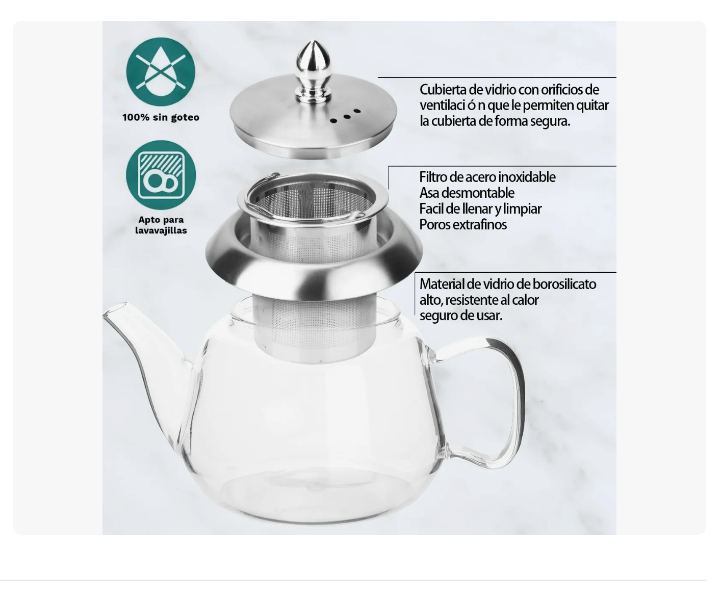 Foto 5 pulgar | Tetera Mágica Vidrio Infusiones Té 600ml Xtellar