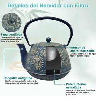 Foto 3 | Tetera Japonesa De Hierro Fundido Con Filtro Xtellar