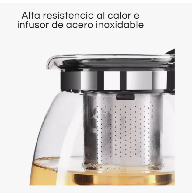 Foto 3 pulgar | Tetera Xtellar De Vidrio 1100 Ml Resistente Al Calor Filtro De Acero