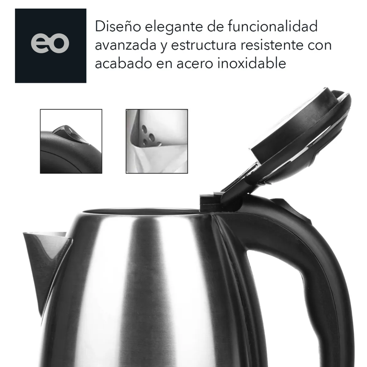 Foto 4 pulgar | Tetera Eléctrica 1.8 l Eo Safe Imports Esi-19173 Plata