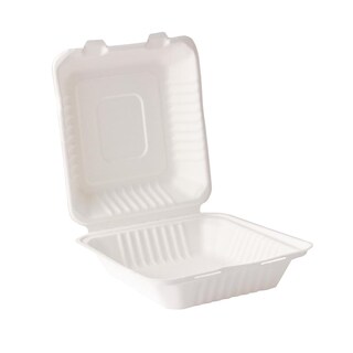 Foto 1 | Contenedor Almeja 8x8cm Liso Desechable Biodegradable 200 Pz