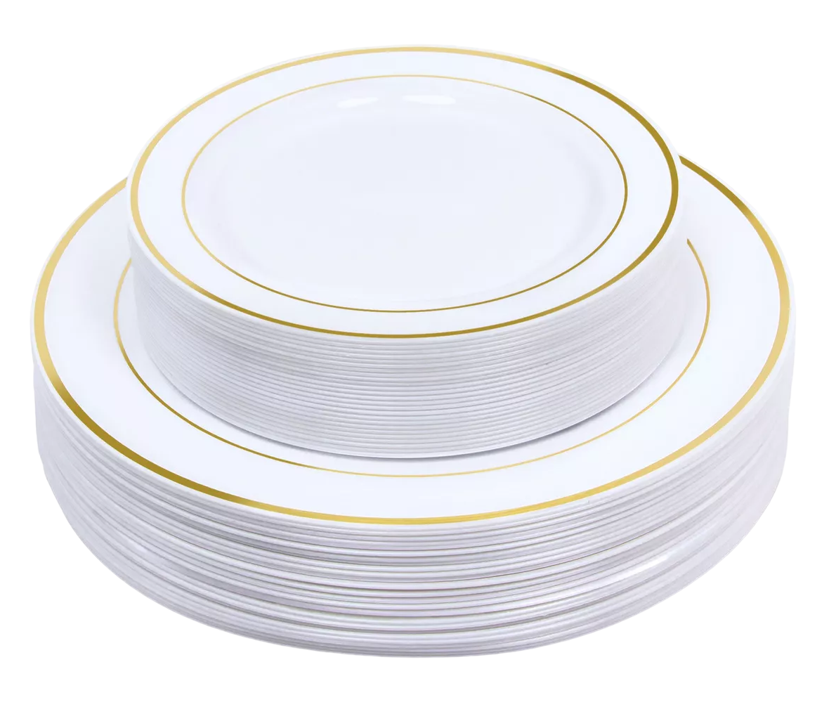 Platos Desechables Elegantes de Plástico 50 Piezas Blancos