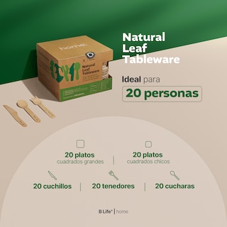 Foto 4 | Set de Platos y Cubiertos B Life Biodegradables ce Hoja de Palma 100 Piezas