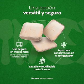 Foto 6 | Set de Platos y Cubiertos B Life Biodegradables ce Hoja de Palma 100 Piezas