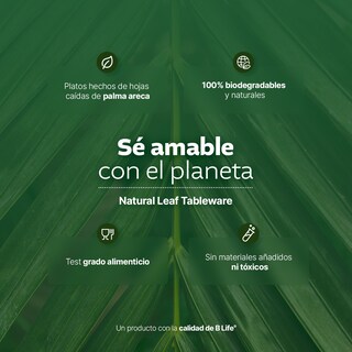 Foto 3 | Set de Platos y Cubiertos B Life Biodegradables de Hoja de Palma 200 Piezas