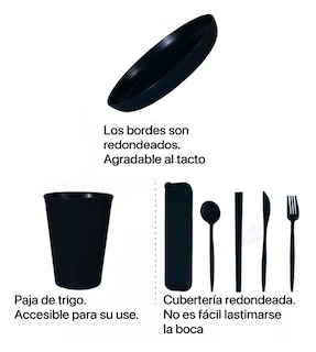 Foto 2 | Juego de Vajilla Ecológica de Paja de Trigo de 36 Piezas Negro