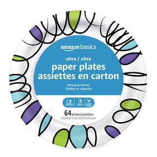 Foto 1 | Platos de Papel Amazon Basics Ultra 22 cm Desechables 64 Piezas - Venta Internacional
