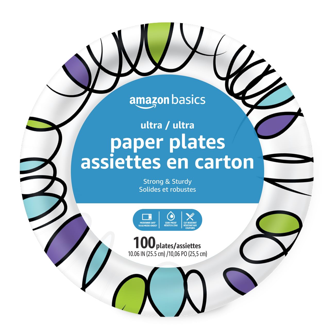 Foto 2 pulgar | Platos de Papel Amazon Basics Ultra 10 Pulgadas 100 Piezas - Venta Internacional