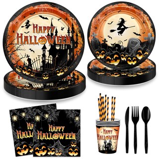 Foto 1 | Platos y Servilletas de Papel para Halloween Avezano 192 Unidades - Venta Internacional