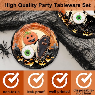 Foto 3 | Platos y Servilletas de Papel para Halloween Avezano 192 Unidades - Venta Internacional