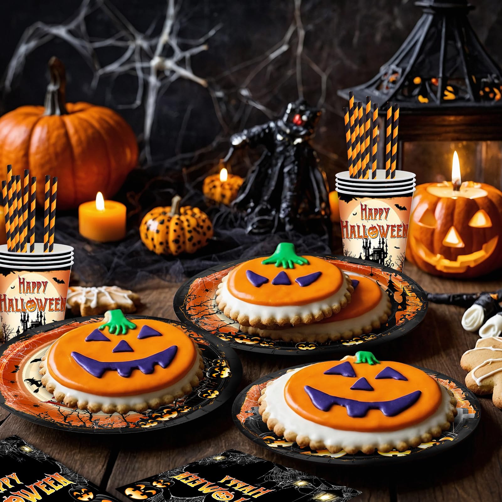 Foto 5 pulgar | Platos y Servilletas de Papel para Halloween Avezano 192 Unidades - Venta Internacional