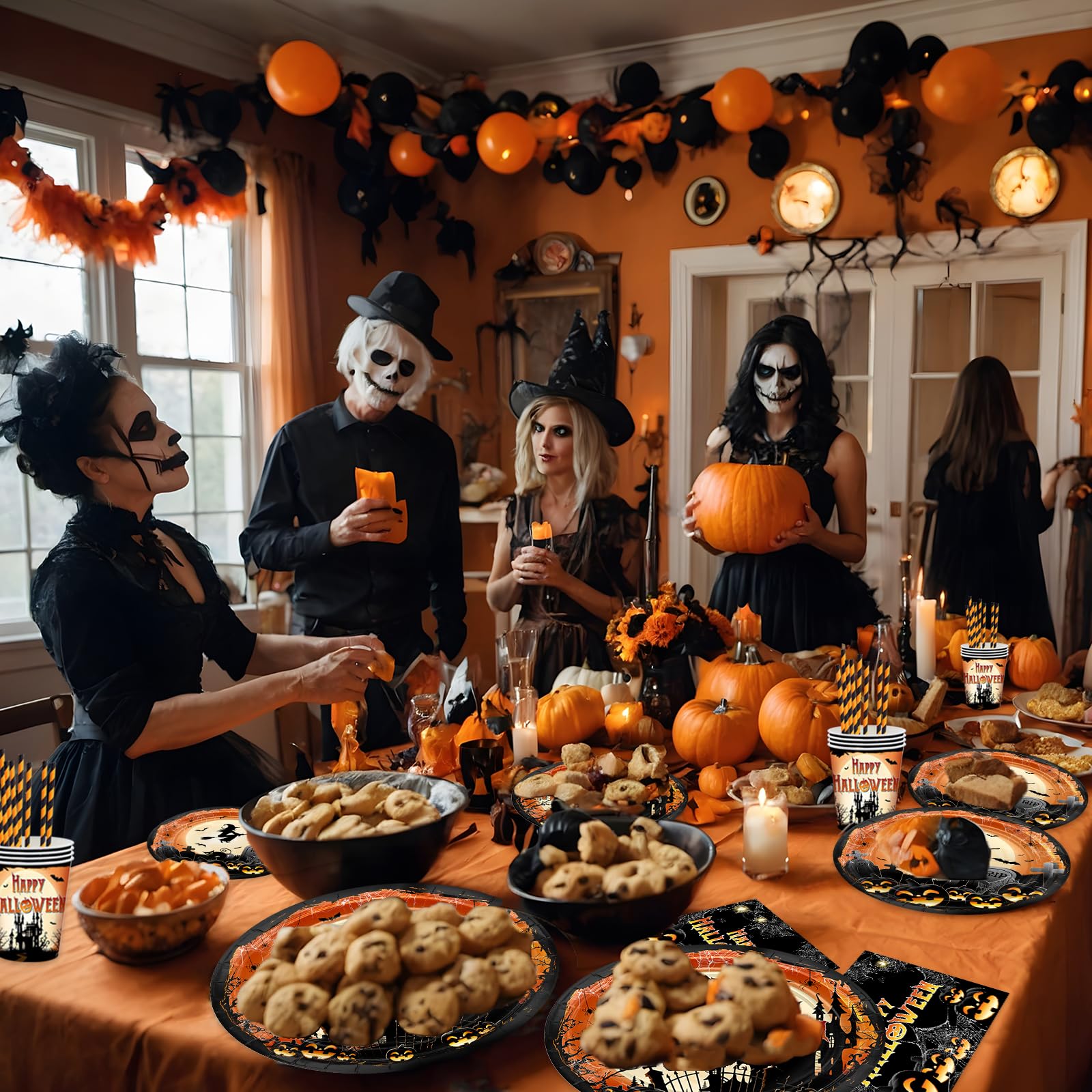 Foto 7 pulgar | Platos y Servilletas de Papel para Halloween Avezano 192 Unidades - Venta Internacional