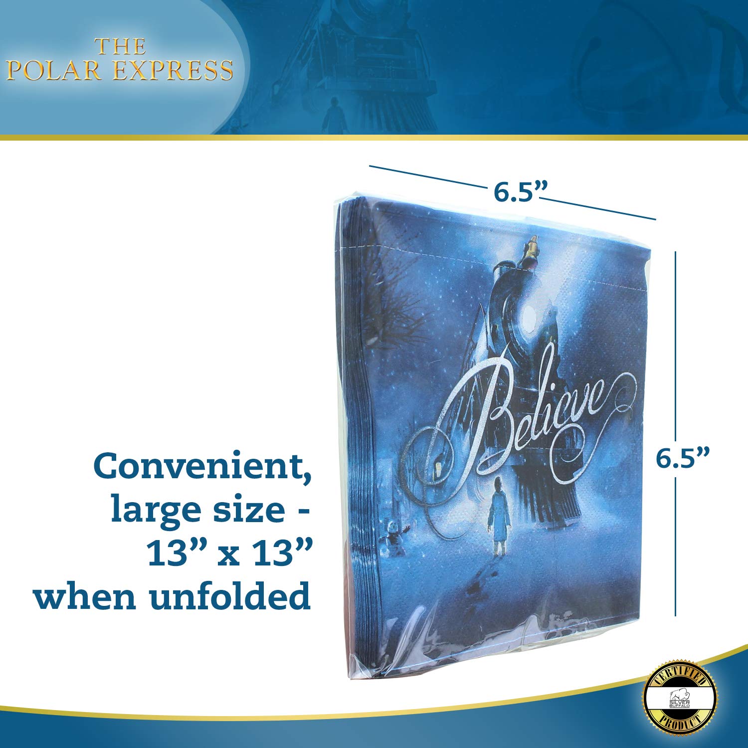 Foto 4 pulgar | Juego De Servilletas Silver Buffalo Polar Express Train Arrival De 13 Pulgadas - Venta Internacional.